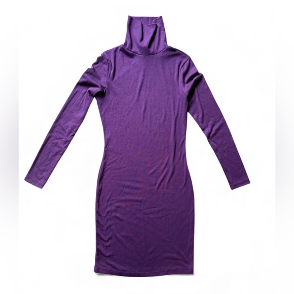 Lulu's Phenomenal Feeling Long Sleeve Turtleneck Bodycon Dress Small Dark Purple - Picture 2 of 12
